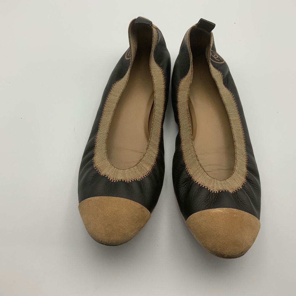 Black and Tan Women's Flats Chanels